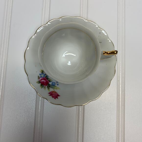 Demitasse Vintage Tea Cup Set Made in Occupied Japan Pink Roses Gold Trimmed - Picture 4 of 10